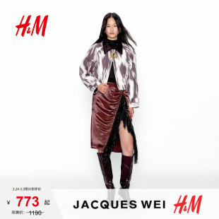新款 JACQUES 短外套2026春季 H&M女装 印花棉质新年外套1320587 WEI