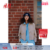 正面单排扣系扣宽松翻领开衫 HM女装 短外套冬季 1245405