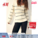 致臻系列 套衫 HM女装 冬季 条纹长袖 毛针织衫 修身 1242871