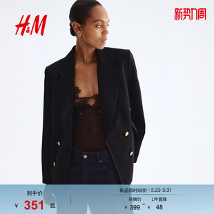 通勤职场双排扣平驳领西装 春季 外套1298013 西装 HM女装