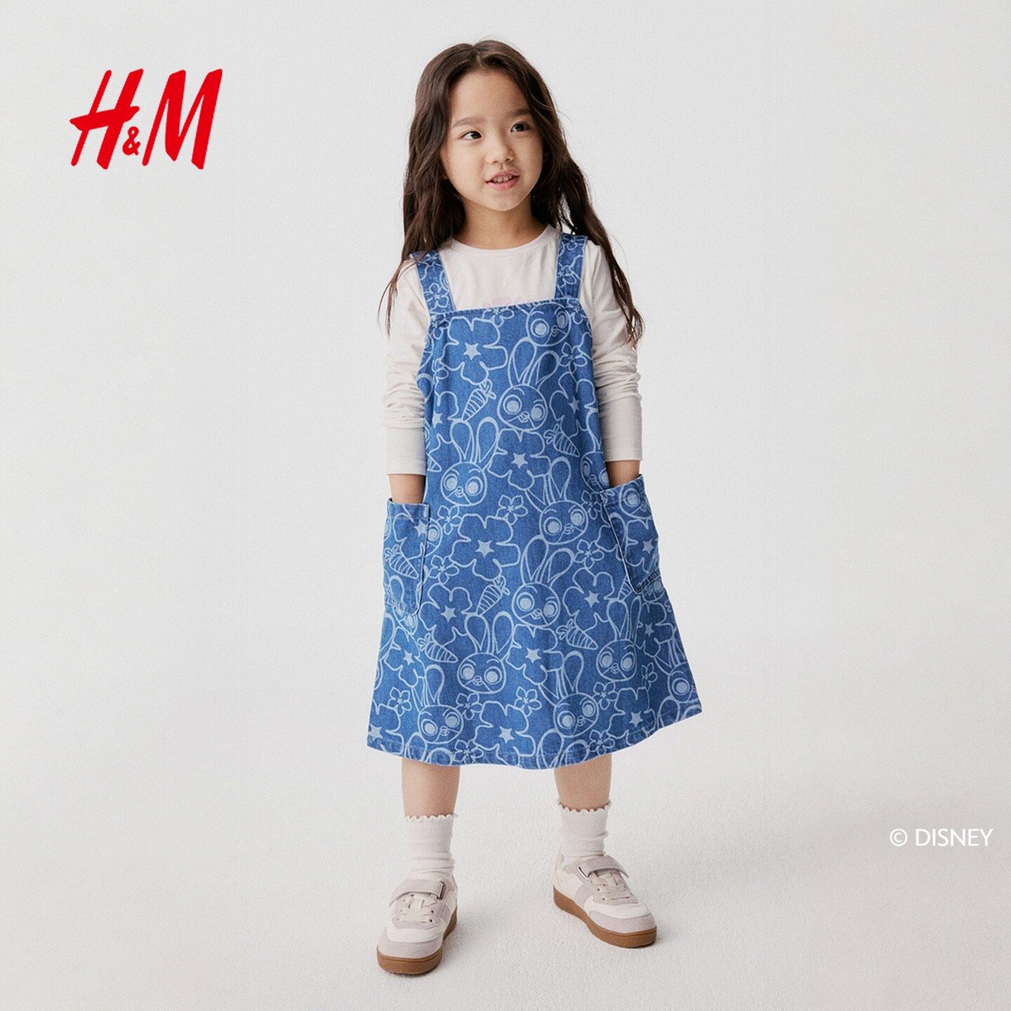 【疯狂动物城联名】HM童装儿童女童牛仔裙春季新款背带裙13187