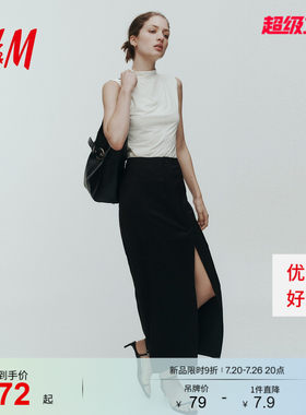 HM女装背心吊带26夏季新款老派都市风莫代尔混纺高领上衣1354109
