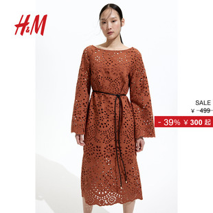 时尚 女装 镂空刺绣连衣裙1272632 新款 HM2025年夏季