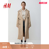 风衣简约英伦风斜纹布双排扣大衣1209988 时尚 HM女装 冬季