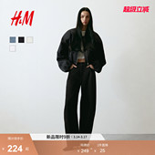 新款 26春季 黑色弯刀裤 香蕉裤 1309848 HM女装 筒形镰刀牛仔裤 牛仔裤