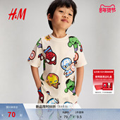 上衣1117472 儿童男童T恤蜘蛛侠印花宽松短袖 漫威系列 HM童装