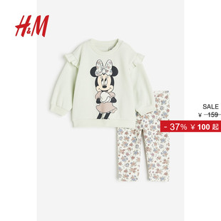 女婴套装 HM童装 2件式 冬季 1089774 卡通印花卫衣长裤 迪士尼系列