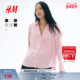 打底衫 HM女装 衬衫 都市慵懒氛围感慵懒松弛感V领光泽上衣0939703
