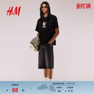 女装 HM男装 T恤春季 新款 1268967 圆领电影印花情侣短袖 低俗小说