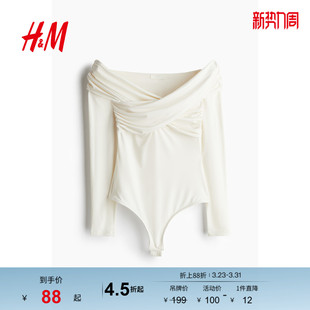 连体紧身衣1269308 垂褶丁字裤 HM女装 春季