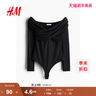 连体紧身衣1269308 垂褶丁字裤 HM女装 冬季