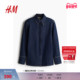 衬衫 春季 智性条纹美学收腰垫肩修身 HM女装 牛仔长袖 外套1281468