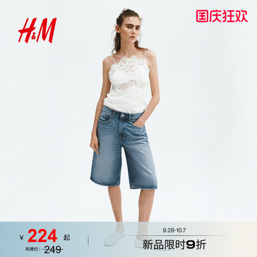 HM女装牛仔裤2026夏季新款复古风五分裤百慕大牛仔短裤1337666