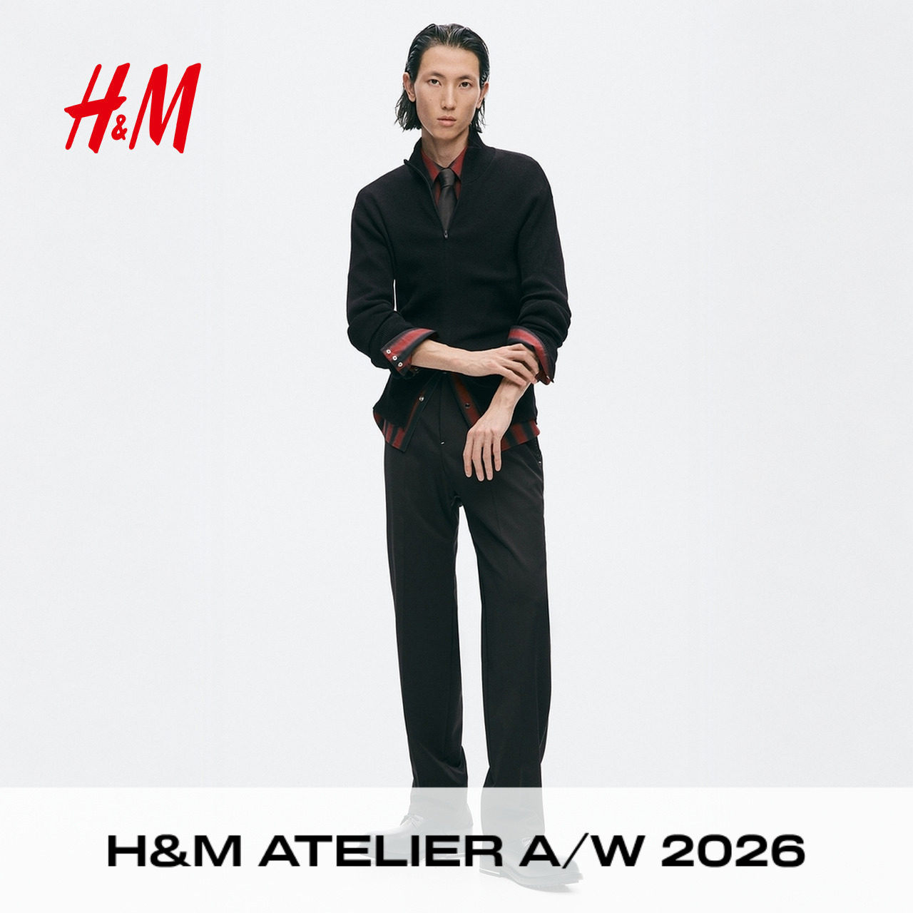 【Atelier】HM男装休闲裤2026秋季新款羊毛混纺精裁长裤1354077