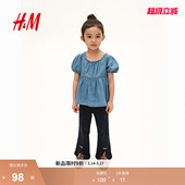 方领可爱泡泡袖 春季 上衣1301581 儿童女童衬衫 HM童装