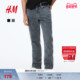 长裤 HM男装 1008549 复古直筒牛仔裤 黑色中腰弹力5袋式 牛仔裤 冬季