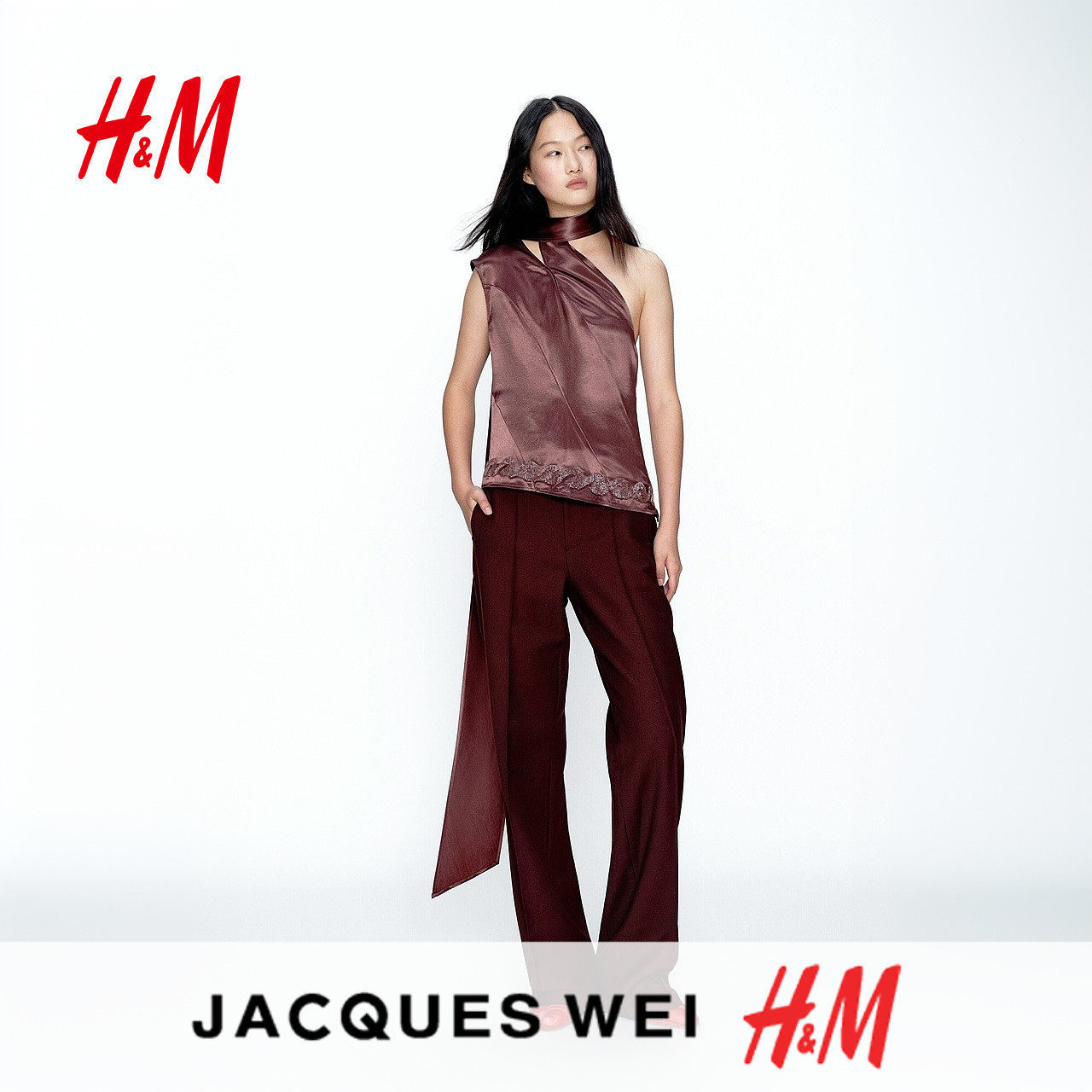 JACQUES WEI H&M女装背心吊带2026春季新款围巾领缎质上衣1320571,女装/女士精品,背心吊带,淘宝优惠券,粉丝福利购,淘宝优惠卷