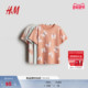 HM童装 上衣1282740 印花洋气圆领短袖 儿童女童T恤3件装 春季