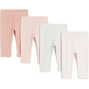 HM童装女婴裤子4件装春季粉红色保暖棉质外出长裤打底裤1173748