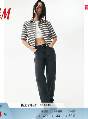 HM外套上衣春季休闲时尚短袖外套1272456