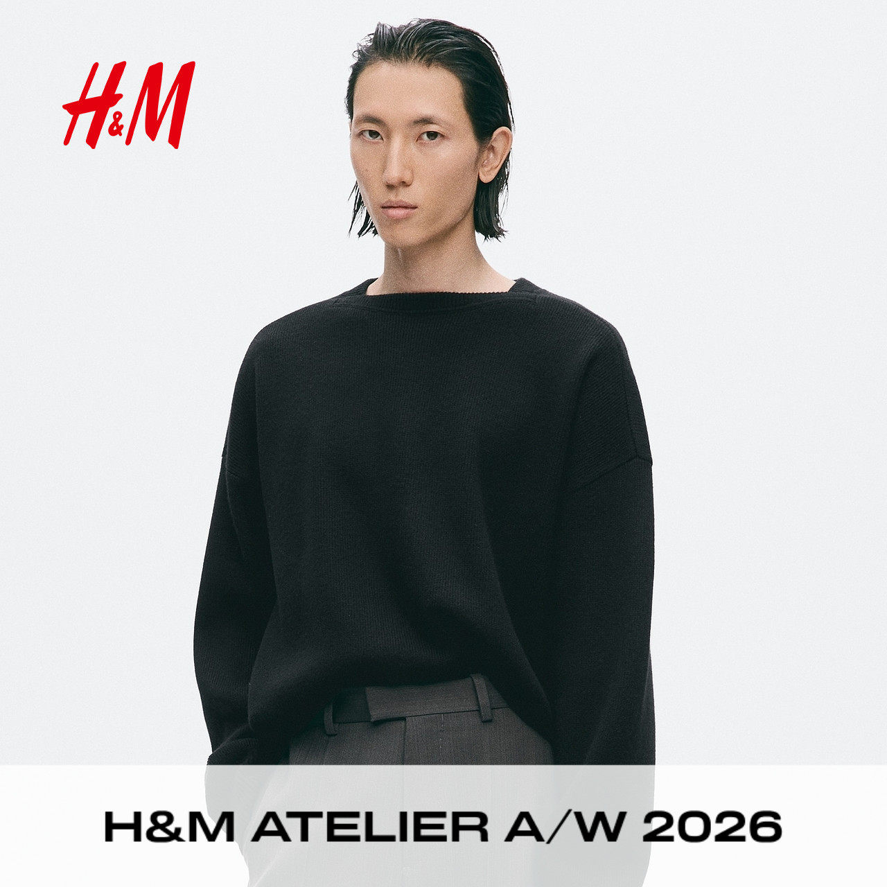 【Atelier】HM男装针织衫2026秋季新款宽松版羊绒套衫上衣1355959