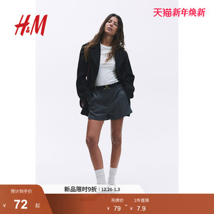 柔软直筒短袖 HM女装 休闲罗纹修身 时尚 1157799 T恤年冬季