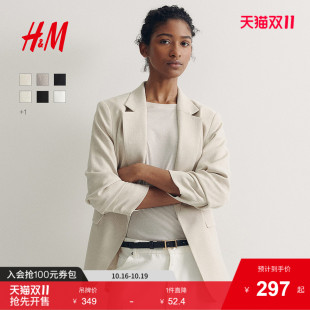 西装 通勤风褶袖 2025秋季 商务职场正装 西服外套1124589 新款 HM女装