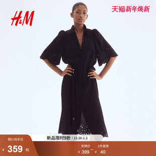 新款 式 女装 休闲镂空刺绣衬衫 连衣裙1292807 时尚 HM2025年冬季