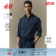长袖 HM男装 商务职业易熨烫合身通勤正装 春季 衬衣上衣0976709 衬衫