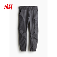 HM男装休闲裤冬季薄款美式工装多袋裤宽松男士长裤束脚裤1002227