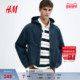 宽松版 HM冬季 男装 型连帽牛仔外套1305036