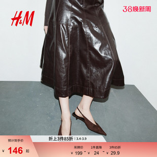 HM2026春季新款女士女鞋时尚休闲小猫跟露跟鞋1312648