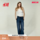 新款 2026春季 阔腿版 型时尚 1222670 HM女装 通勤高腰潮流长裤 牛仔裤