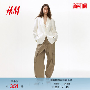 亚麻混纺休闲西装 女装 1324745 新款 HM2026春季