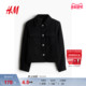 夹克开衫 HM女装 1254857 翻领法式 长袖 短外套冬季 miu系穿搭上衣修身