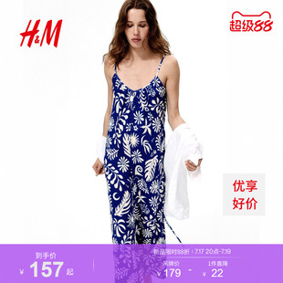 HM女装连体衣2026夏季新款时尚潮流气质腰部系带连身裤1283317