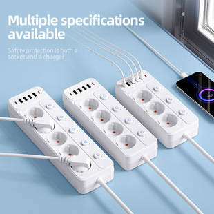 工厂定制新款欧规插座多功能欧式插线板欧洲标准usb带线插排