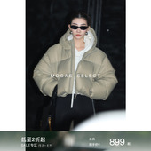 Mogas美式 加厚羽绒服女秋冬 白鹅绒连帽外套短款 超模INS风 重磅85
