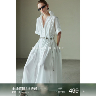 短袖 衬衫 连衣裙夏赠吊带裙腰链 原创立体褶大裙摆氧气裙法式 Mogas