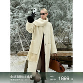 Mogas摩登氛围 轻奢羊毛羊驼混纺立体圈圈颗粒贝壳绣围巾大衣秋冬