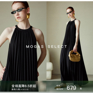 重工高定灵动风琴褶百褶裙度假挂脖连衣裙子女春夏 Mogas 现货