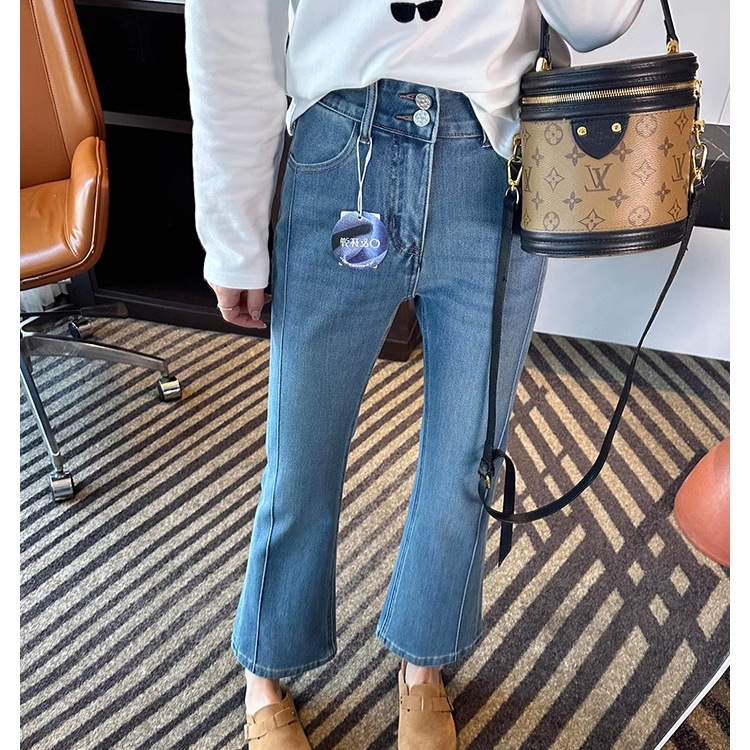 2025春季新款高腰显瘦微喇牛仔裤