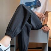 子男士 束脚裤 春秋夏季 棉麻卫裤 裤 潮牌亚麻九分裤 潮流休闲裤 男裤 男