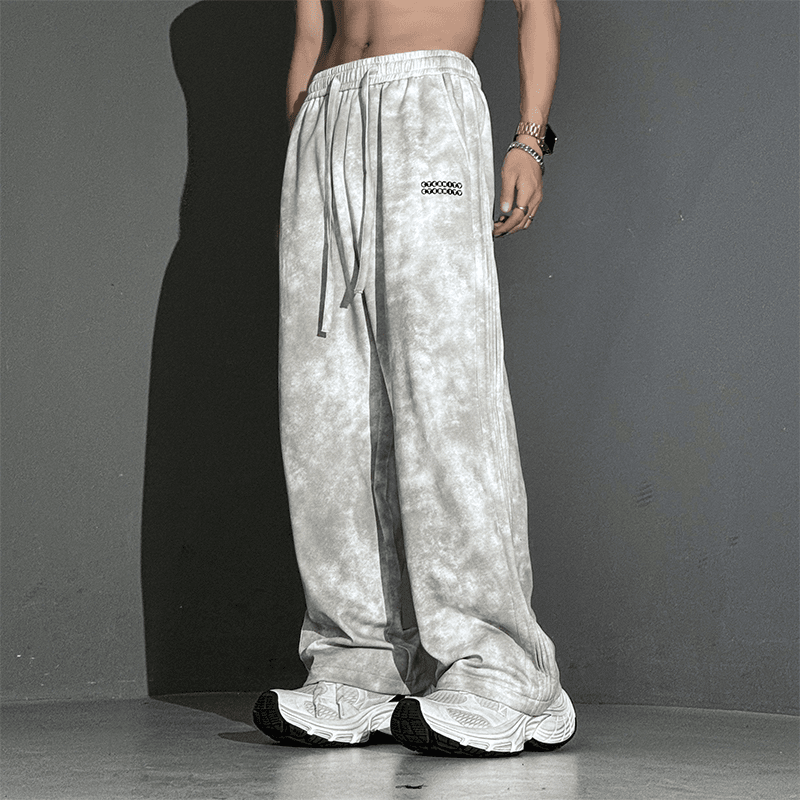 复古脏脏裤运动裤子阔腿裤直筒裤