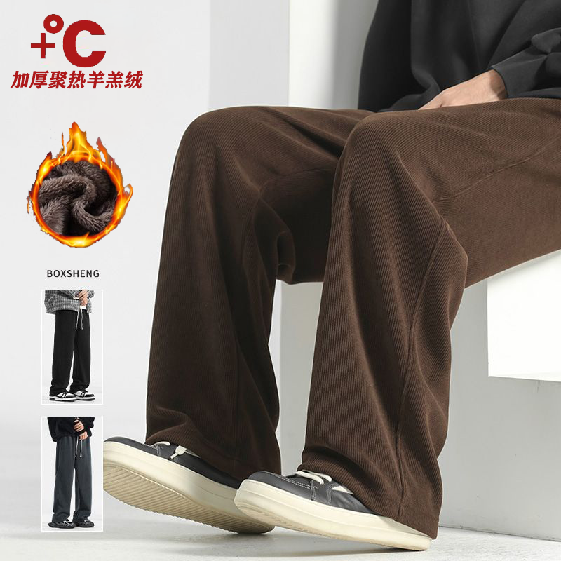 灯芯绒裤子男款秋冬季加绒加厚裤