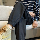 潮流九分裤 棉麻裤 宽松运动裤 百搭休闲亚麻男裤 子男春秋夏季 束脚裤