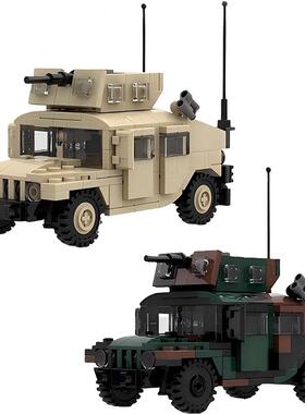 MOC小颗粒积木悍马M1025坦克军事系列益智男孩拼装模型玩具