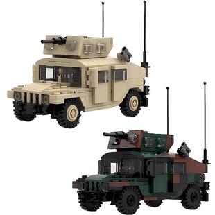 MOC小颗粒积木悍马M1025坦克军事系列益智男孩拼装 模型玩具