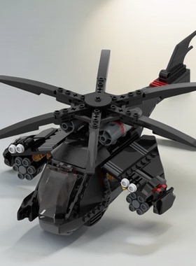 国产MOC-31057蝙蝠狼炫酷黑色英雄蝙蝠飞机拼装积木模型摆件礼物