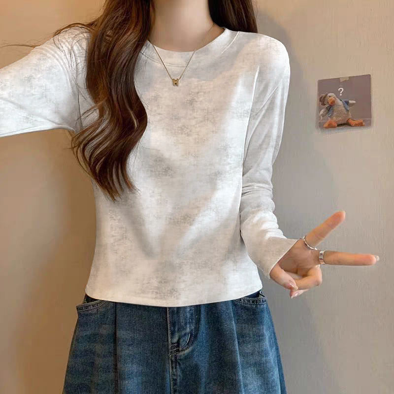 扎染纯色设计感小众高级感打底衫内搭长袖t恤女上衣2025秋冬新款